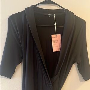 Quince Elegant Black Draped Dress